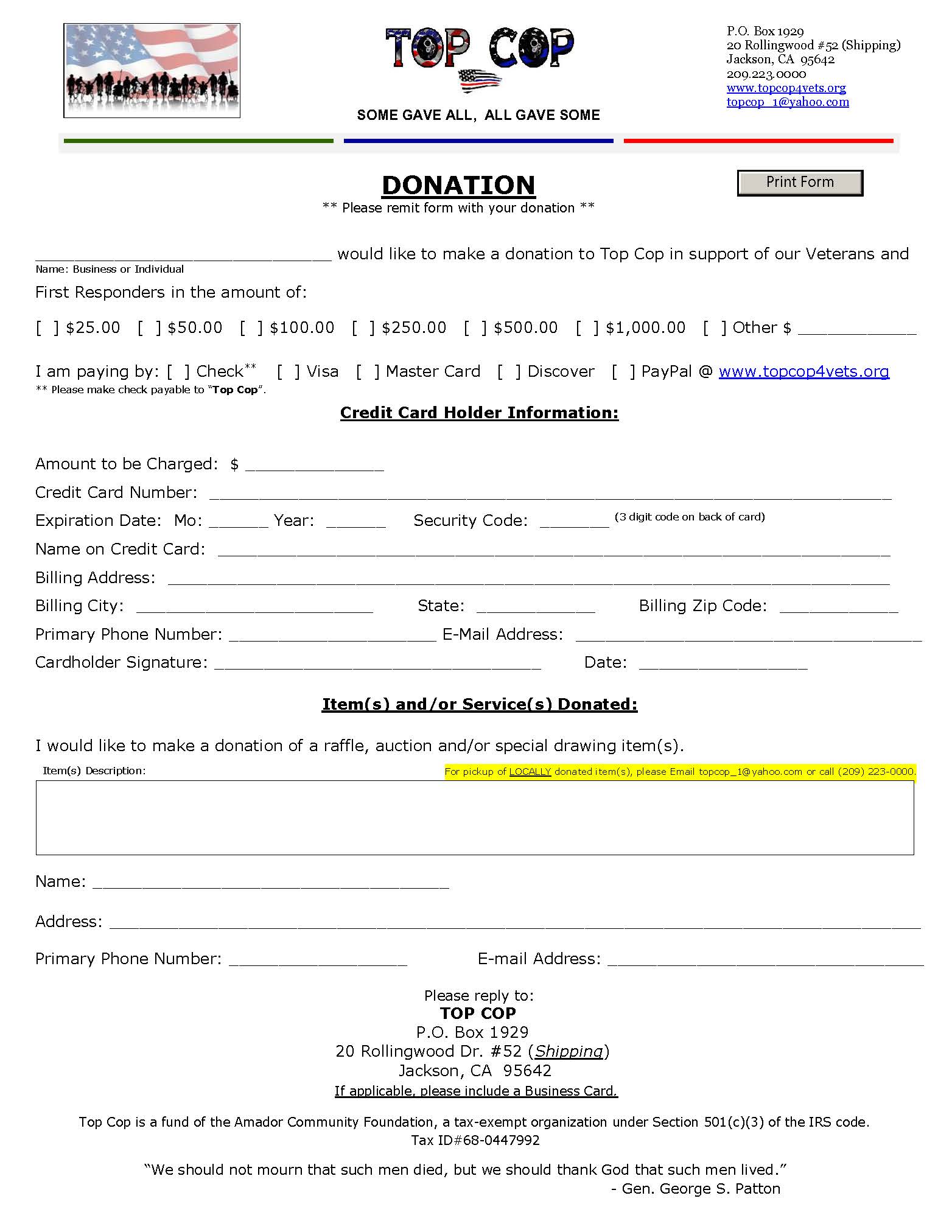 2021 DONATION FORM